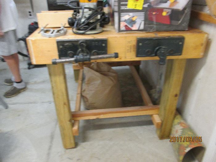 Work Bench with 2 vises attached