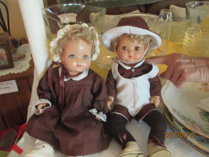 Antique dolls with porclean  heads and cloth bodies  1940's