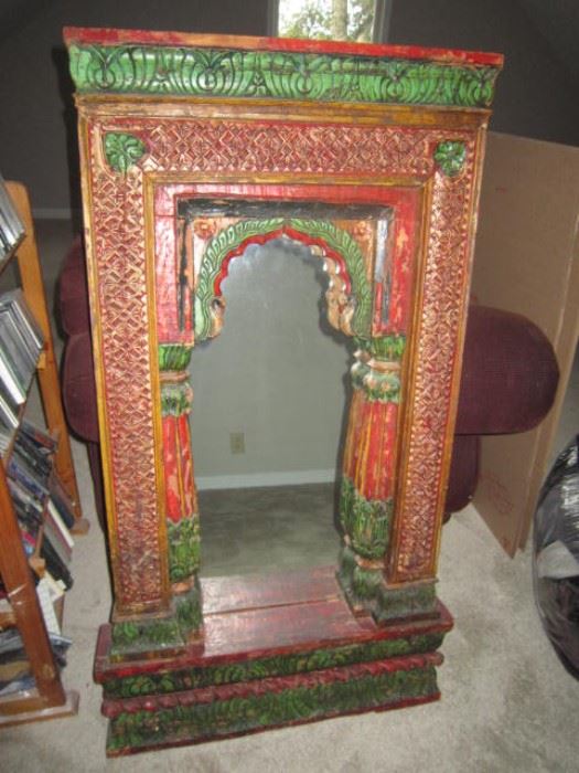 Tibetan carved frame with mirror