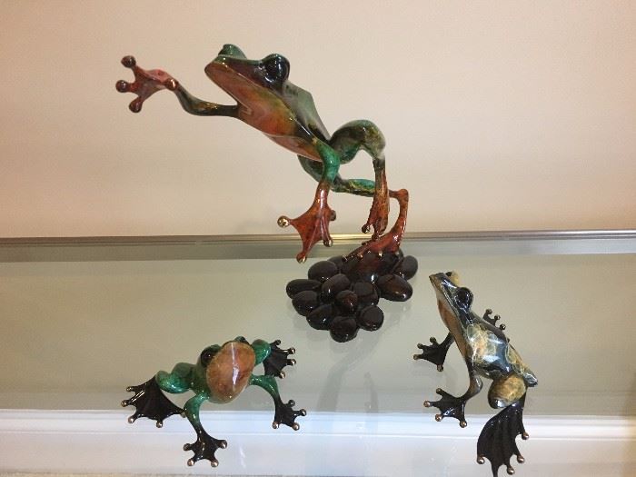 Tim Cotterill Frogman Bronze Frog Sculptures, Signed and Numbered 