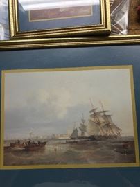 Antique nautical print with two matching smaller prints