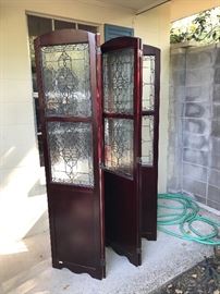 FIVE panel leaded glass room divider
