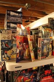 Toys and action figures including Japanese toys, Robotech, Marvel, DC, Space 1999, Vintage Return of the Jedi model kits, Techno Zoids, Star Wars, Micro Machines, Star Trek