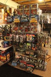 Toys and action figures including Japanese toys, Robotech, Marvel, DC, Space 1999, Vintage Return of the Jedi model kits, Techno Zoids, Star Wars, Micro Machines, Star Trek