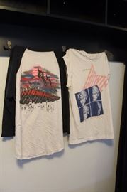 Vintage rock and tour t-shirts, David Bowie 1983 tour and Pink Floyd the Wall
