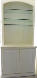 Nice white hutch with heavy glass shelves--one piece
