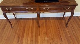 Heritage 2-Drawer Console Table w/Inlaid Wood Top (60" x 15" x 28")