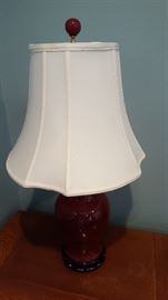 31" Asian Style Ceramic Ginger Jar Table Lamp w/Silk Shade
