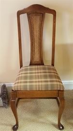 Cane & Wood Side Chair w/Plaid Upholstered Seat (18" x 16" x 41")