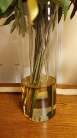 White Silk Floral Arrangement w/15" Glass Vase