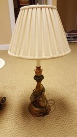 26" Decorative Bunny Lamp & Pleated Silk Shade