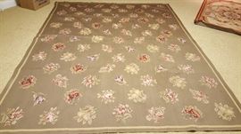 10'2" x 8" Flat Wool Rug in Taupe w/Floral & Fruit Bunches in Pinks/Green/Gold, AS IS