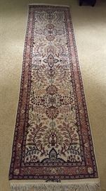 2'9" x 10' Hand Knotted Wool Runner in Burgundy/Coral/Navy/ Beige Floral