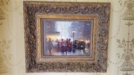 Signed Cityscape Framed Painting (24" x 21")