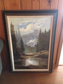 Large oil landscape by J.H. Thomas