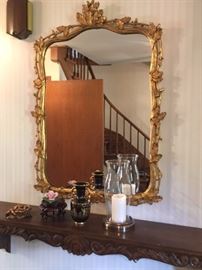 Ornate leaf pattern hall mirror