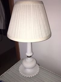 milk glass table/dresser lamp