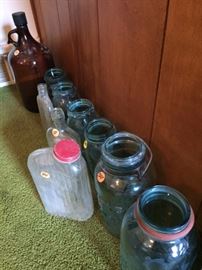 Old mason jars and glassware