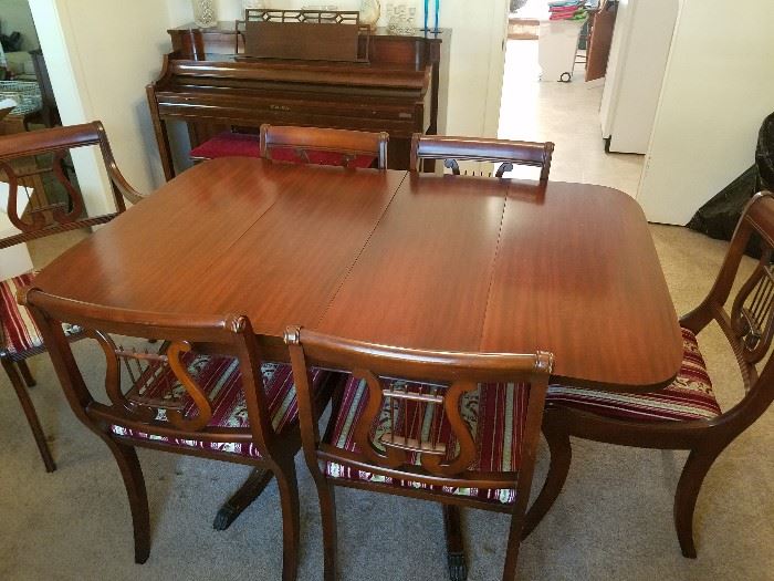 antique dining room table with 6 chairs