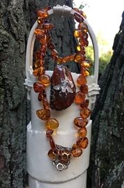 BS Bee Design, Amber & Sterling necklace Woan matching pendant