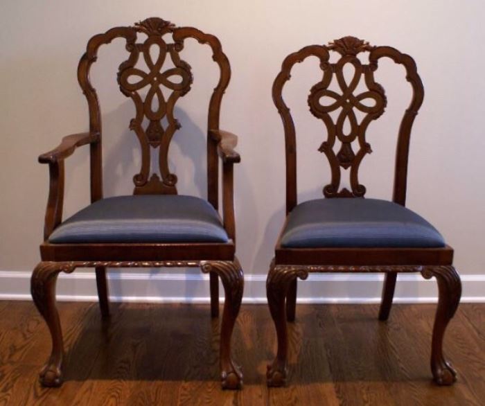 2/12 c 1910 Irish Chippendale dining chairs