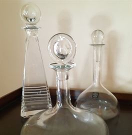 Crystal decanters by Tiffany Baccarat & Riedel