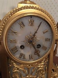 French Gilt Ormolu Clock purchased in 1959 by John McCone, who became director of Central Intelligence under Kennedy. He purchased as a gift for his mother in law. We have a copy of the original receipt. 