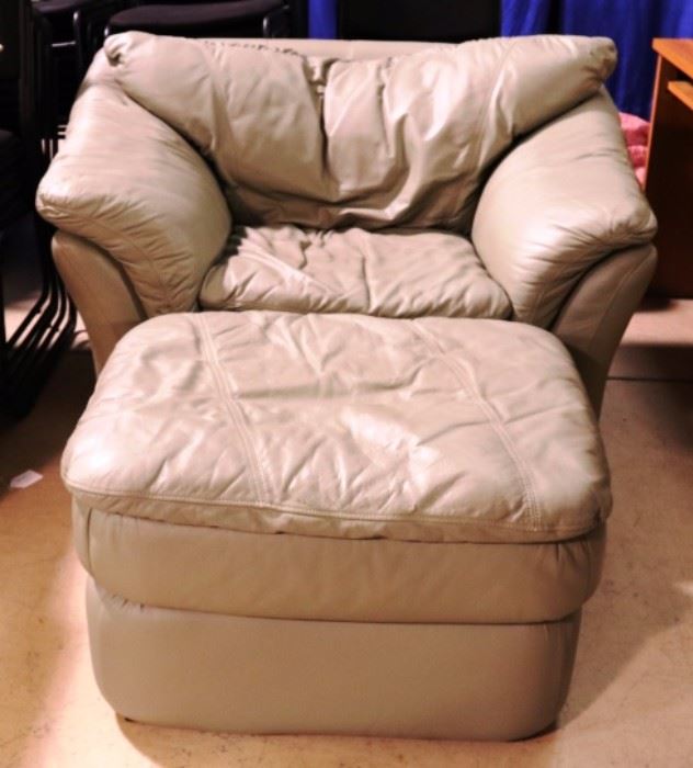 Leather chair & ottoman