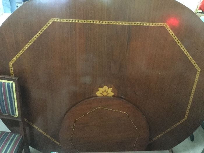 LARGE INLAID DINING ROOM TABLE $400 INLAID LAZY SUSAN $55.00