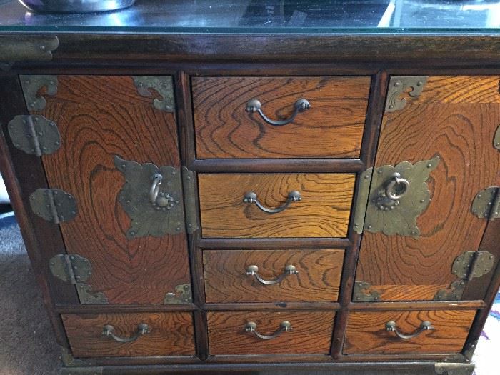 There are 5 of these Antique Korean small apothecary chests.  Our client uses them as side tables