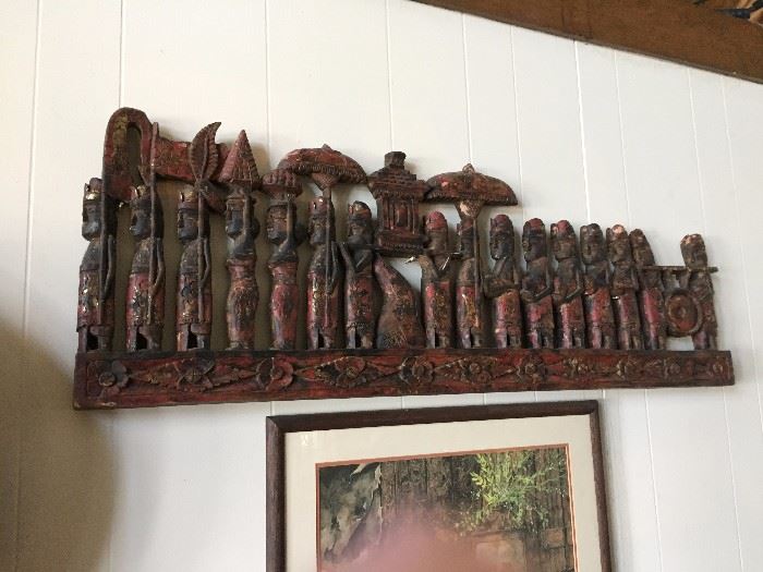 Antique Indonesian wall carving - Wedding procession