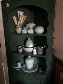 Painted antique corner cabinet