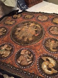 Beaded Burmese Kalaga Tapestry - Antique