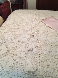 Crochet coverlets - one in excellent condition, one has some issues
