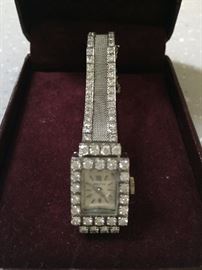 Platinum Hamilton Watch with 148 round diamonds.  Works great, perfect condition
