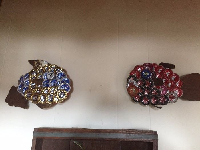 Folk Art - local artist, fish made with beer caps