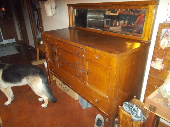 Antique buffet with mirror.