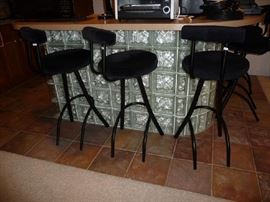 3 OF 5 BLACK BAR STOOLS