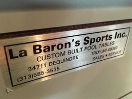 Pool table information 
