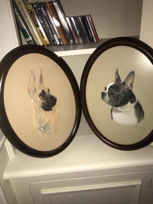 Hand painted Boston terrier and Great Dane