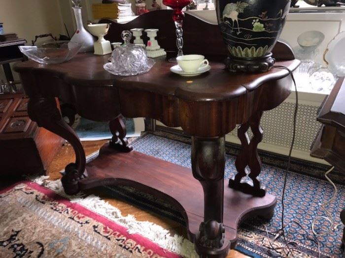 Turn of century table and bric a brac