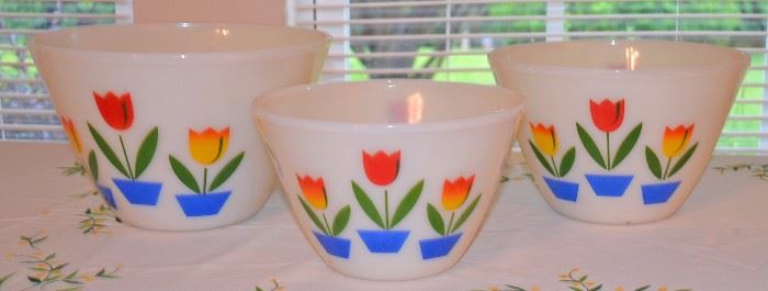 Fire King Tulip Mixing Bowls - 3