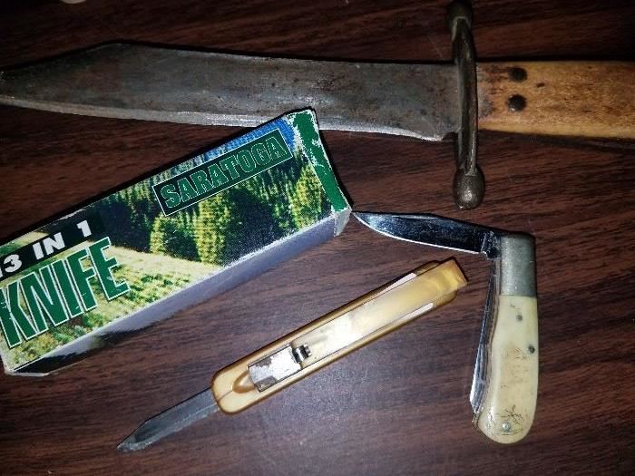 Much tools and related items. Knifes. Little Jim Bowie
