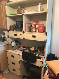 Campaign style Mid Century 1960's 1970's Brass edge desk and hutch