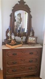 Marble Top Oak Gentlemens Chest