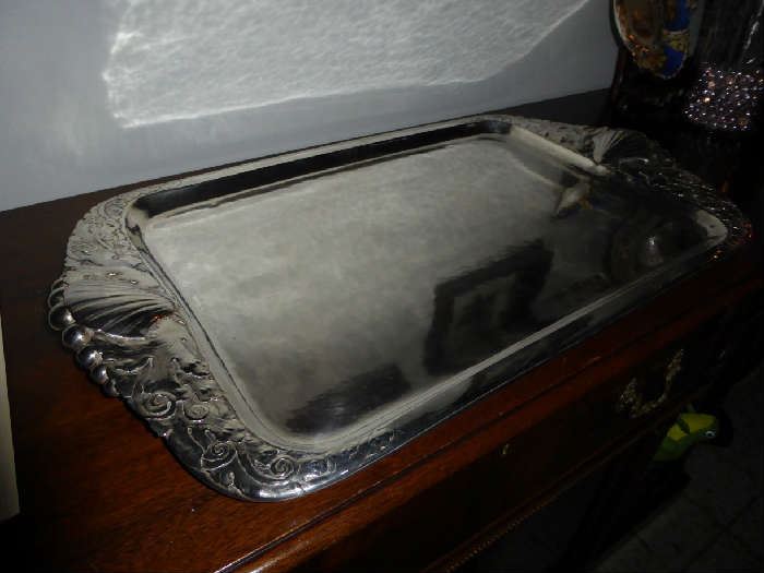 Rare Sterling Silver Peer Smed tray dated 1932 28"x161/2".  Just wonderful.