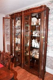 CHINA CABINET WITH LIGHTS AND GLASS/MIRROR INTERIOR