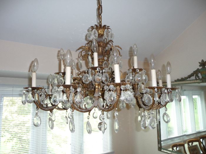 15 light Bronze & Crystal Candelier