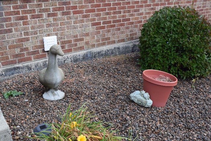 flower pot and outdoor statue