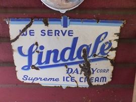 Double Sided Lindale Dairy Porcelain Sign